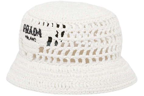 prada nylon bucket hat white|prada raffia bucket hat.